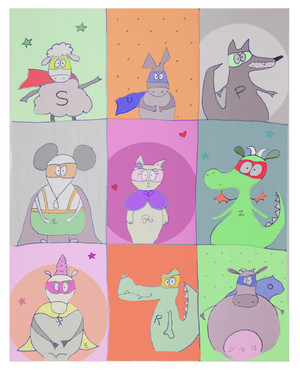 Design: les supers Zanimaux, Voici les héros issue de l'imagerie bestiaire  de "Melle daie confectionne" des "zanimaux rigolos" au coeur tendre ......