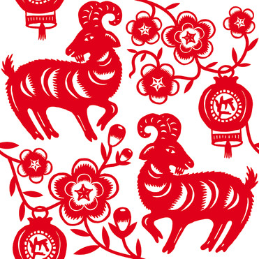 Design: Jianzhi, Motif créé pour le nouvel an chinois 2015, année de la chèvre. Inspiré des papiers découpés ornementaux traditionnels chinois. Motif gagnant du concours "Nouvel An Chinois 2015".  En vente sur ce site, ce tissu est imprimé en France, via un processus éco-responsable