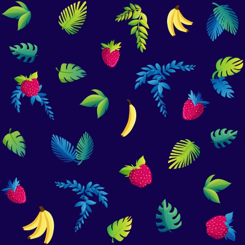Design: Tropical September, A colorful pattern with bananas and tropical leaves!
**
Un motif coloré avec bananes et feuilles de palmiers tropicales!