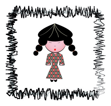 Design: asian girl, dessin poupée asiatique
