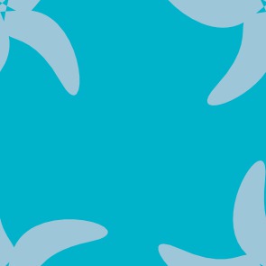Design: Etoiles Aquamarine sur fond Scuba Blue, Un jeu d'étoiles... Au premier coup d’œil on aperçoit des étoiles de mer, toutes en rondeur, mais si on s'approche un peu, on découvre en son centre une autre étoile, celle-ci plus géométrique. Et le tout dans un mariage des coloris Scuba Blue et Aquamarine.
