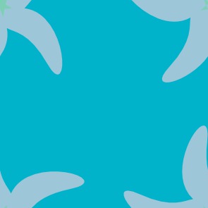 Design: Etoiles Aquamarine sur fond Scuba Blue et sa pointe de Lucite Green, Un jeu d'étoiles... Au premier coup d’œil on aperçoit des étoiles de mer, toutes en rondeur, mais si on s'approche un peu, on découvre en son centre une autre étoile, celle-ci plus géométrique. Et le tout dans un mariage des coloris Scuba Blue, Aquamarine et une pointe de Lucite Green.