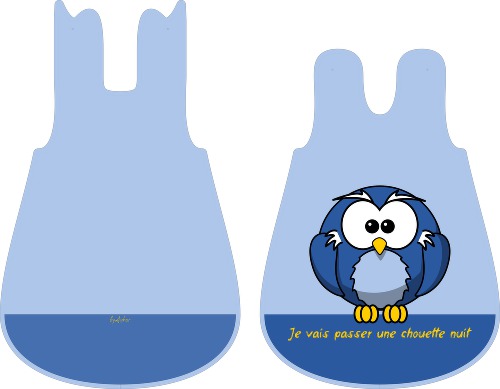 Design: Chouette Gigoteuse Garçon, Un panneau de tissu pour confectionner une gigoteuse 0-6 mois, à compléter par une doublure de son choix.