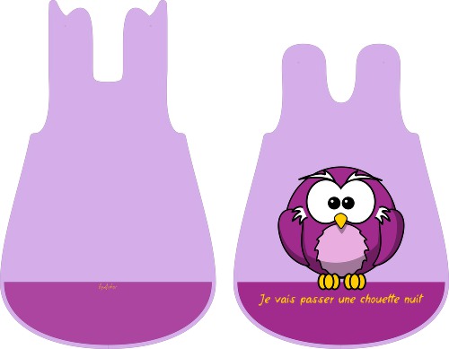 Design: Chouette Gigoteuse Fille, Un panneau de tissu pour confectionner une gigoteuse 0-6 mois, à compléter par une doublure de son choix.